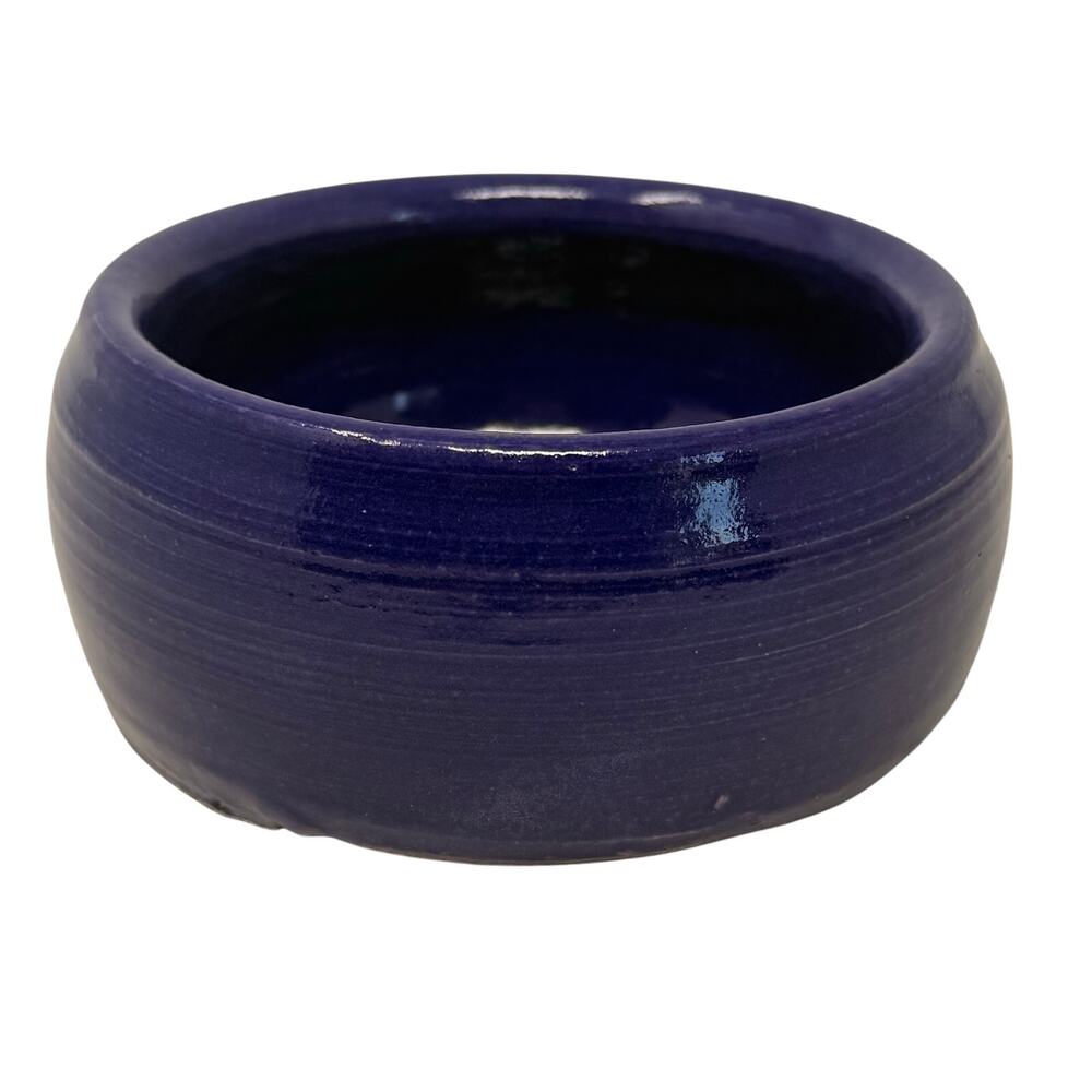 Vintage Blue Studio Pottery Bowl Ashtray Glazed Ceramic 4.75”
